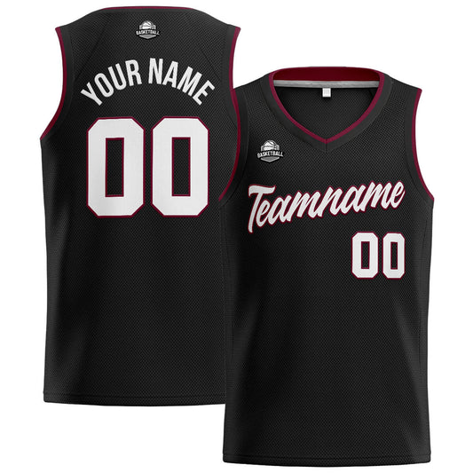 Benutzerdefinierte Authentisch  Basketball Trikot Schwarz-Burgund-Weiß