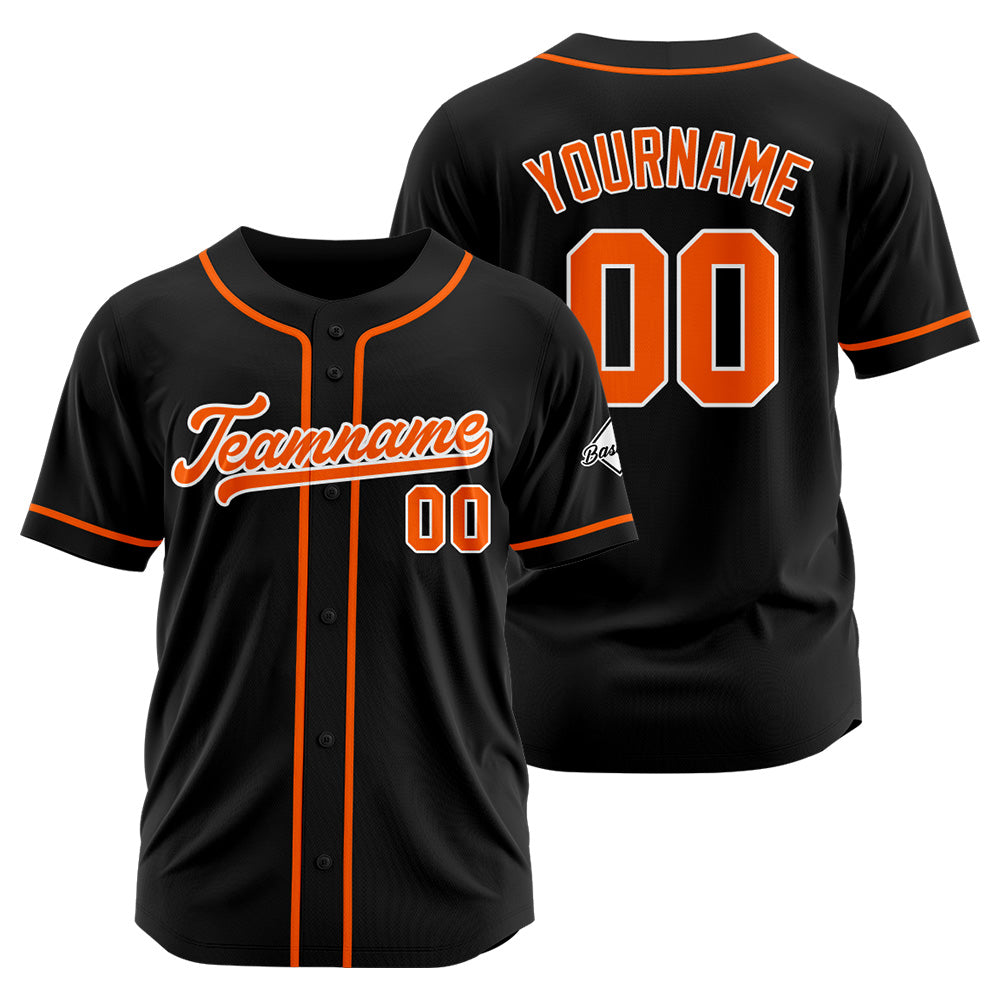 Benutzerdefinierte Authentisch Baseball-Trikot Schwarz-Orange