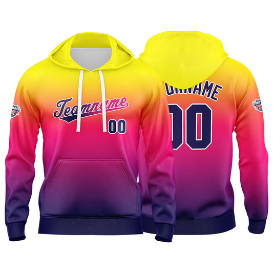Benutzerdefinierter Verlauf Hoodie für Mann, Frau, Mädchen, Junge. Drucken Sie Ihr Logo, Ihren Namen und Ihre Nummer Lila
