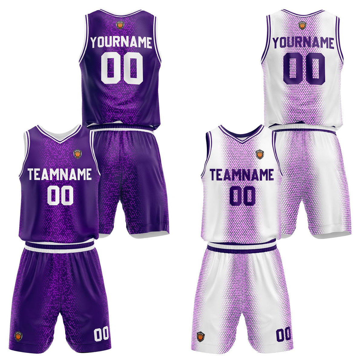 Benutzerdefinierte Lila Reversible Basketball Jersey Personalisierte Name Nummernlogo drucken