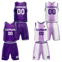 Benutzerdefinierte Lila Reversible Basketball Jersey Personalisierte Name Nummernlogo drucken