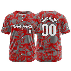 Benutzerdefinierte Baseball Jersey Personalisierte Baseball Shirt genäht und Druck Rot&Grau