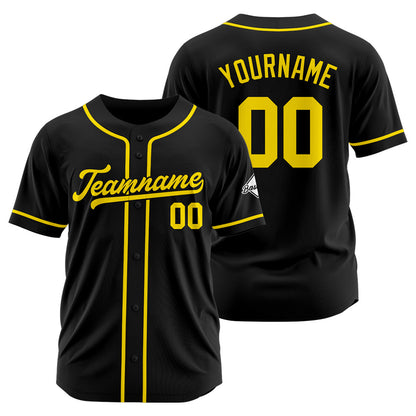 Benutzerdefinierte Authentisch Baseball-Trikot Schwarz Gelb