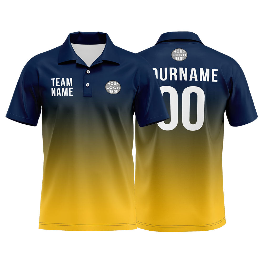 Benutzerdefinierte Marine Gelb Fußball Polo-Shirts Fügen Sie Ihr Einzigartiges hinzu Logo/Name/Nummer