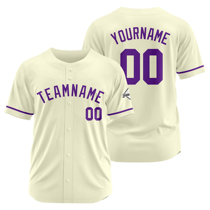 Benutzerdefinierte Authentisch Baseball-Trikot Creme- Lila