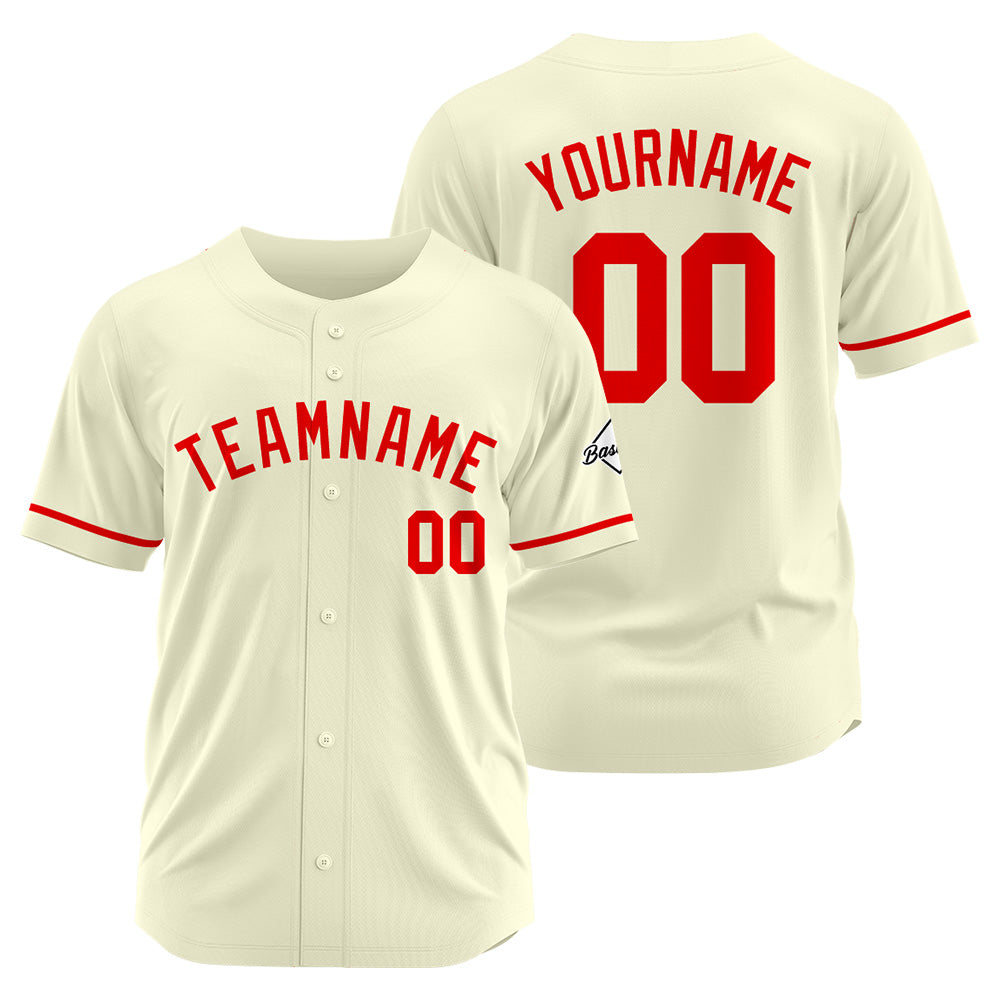 Benutzerdefinierte Authentisch Baseball-Trikot Creme-Rot