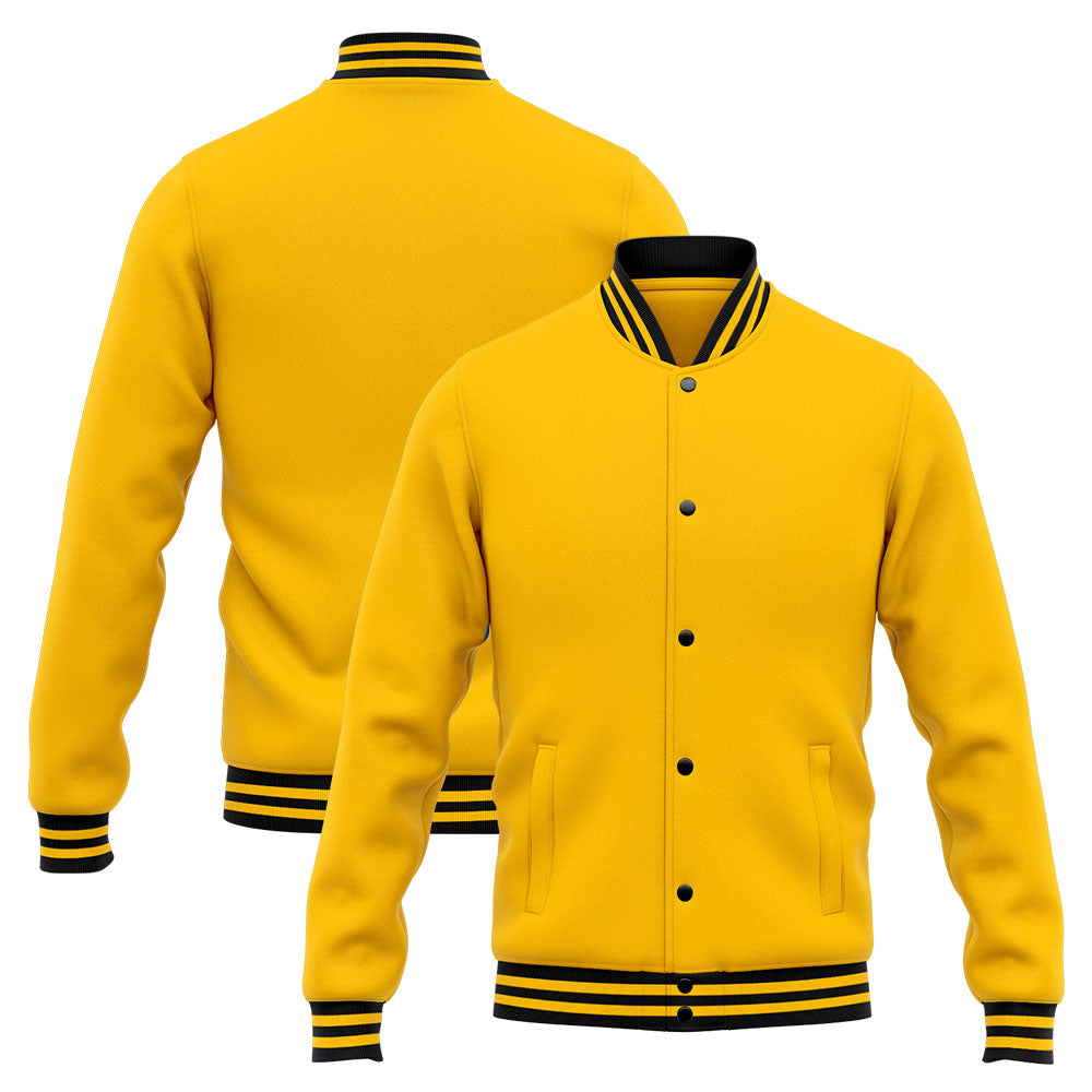 Benutzerdefinierte Varsity-Jacke. Letterman-Jacke für Männer, Frauen und Jugendliche Gelb