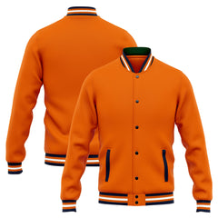 Benutzerdefinierte Varsity-Jacke. Letterman-Jacke für Männer, Frauen und Jugendliche Marine Orange