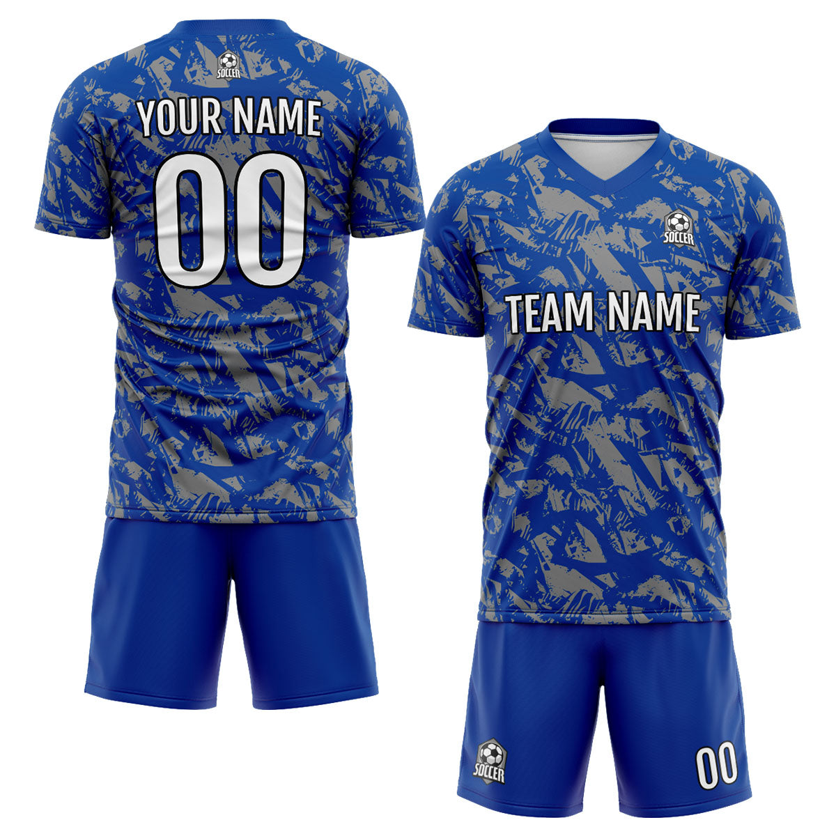 Benutzerdefinierte Royal Grau Fußball Trikots für Männer Frauen Personalisierte Fußball Uniformen für Erwachsene und Kind