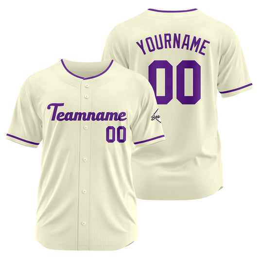 Benutzerdefinierte Authentisch Baseball-Trikot Creme- Lila