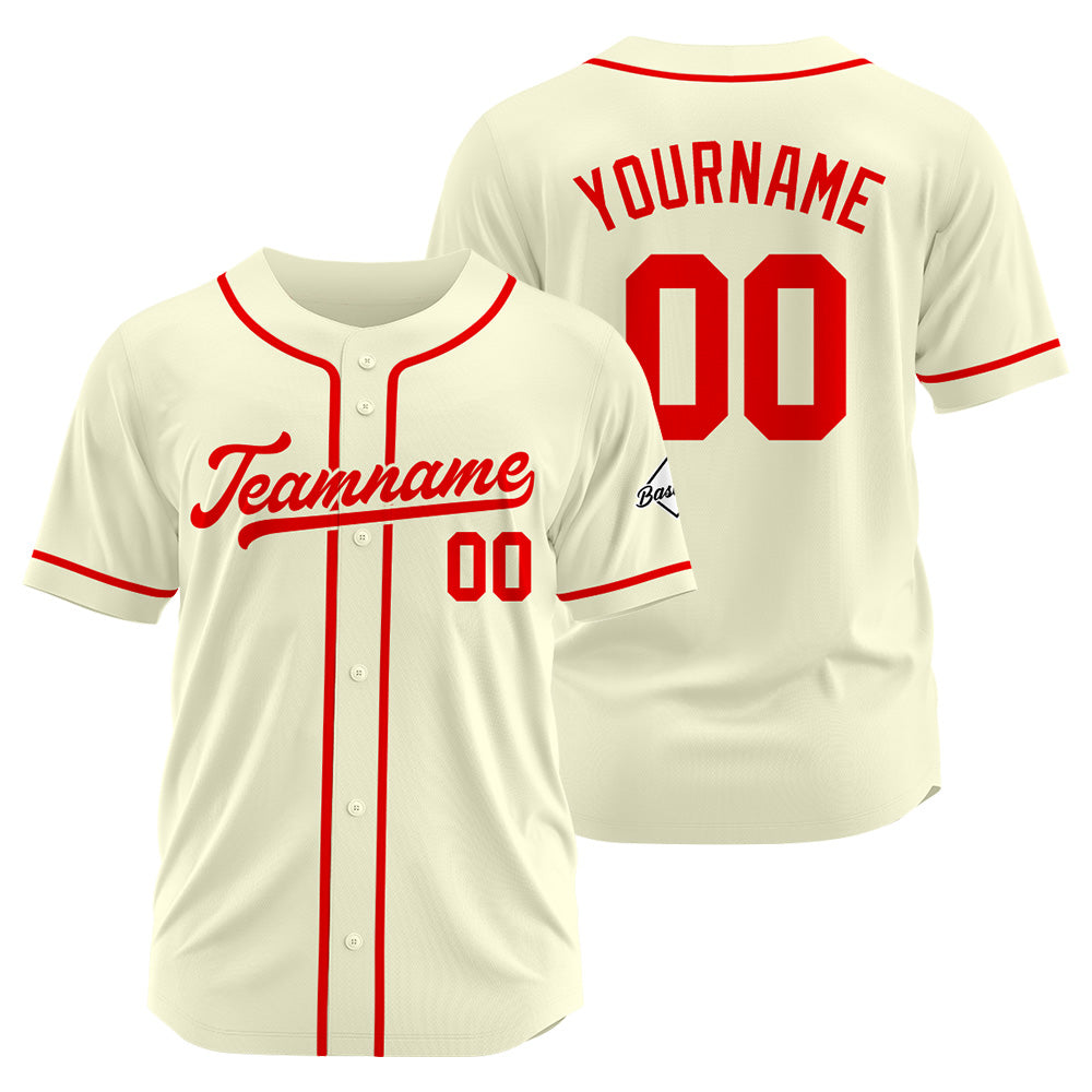 Benutzerdefinierte Authentisch Baseball-Trikot Creme-Rot