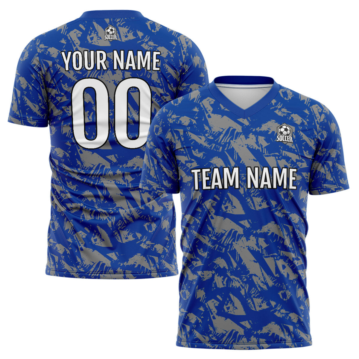 Benutzerdefinierte Royal Grau Fußball Trikots für Männer Frauen Personalisierte Fußball Uniformen für Erwachsene und Kind