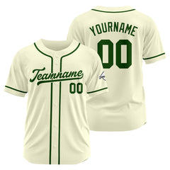 Benutzerdefinierte Authentisch Baseball-Trikot Creme-Dunkelgrün