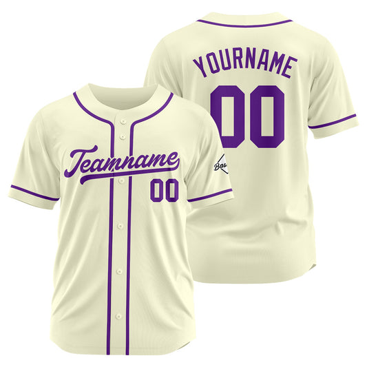 Benutzerdefinierte Authentisch Baseball-Trikot Creme- Lila