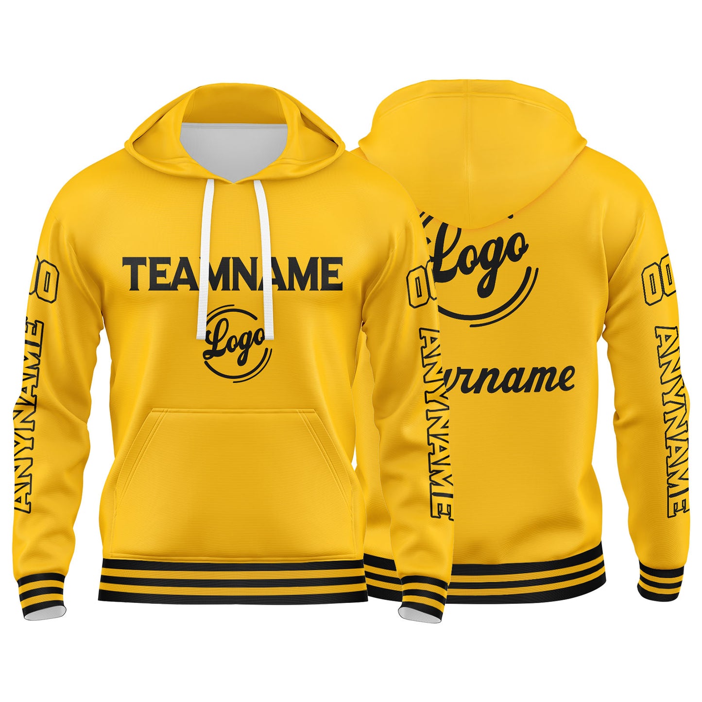 Benutzerdefinierter Gelb Hoodie für Mann, Frau, Mädchen, Junge. Drucken Sie Ihr Logo, Ihren Namen und Ihre Nummer