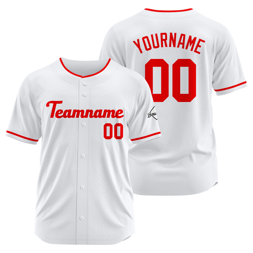 Benutzerdefinierte Authentisch Baseball-Trikot weiß-Rot