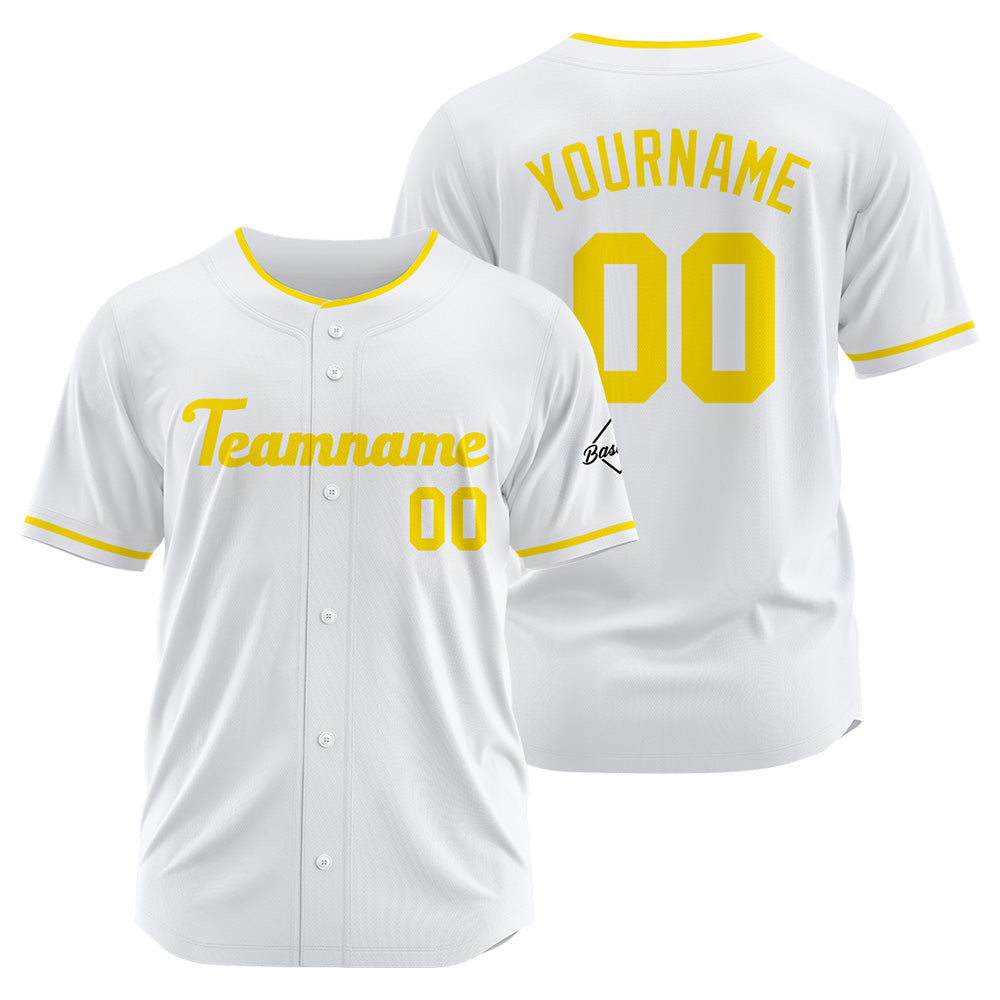 Benutzerdefinierte Authentisch Baseball-Trikot Weiß Gelb