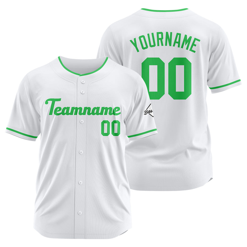 Benutzerdefinierte Authentisch Baseball-Trikot Weiß-Grün