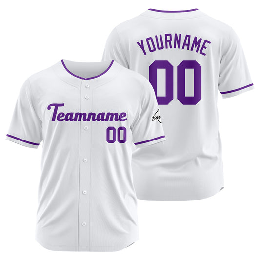 Benutzerdefinierte Authentisch Baseball-Trikot Weiß- Lila