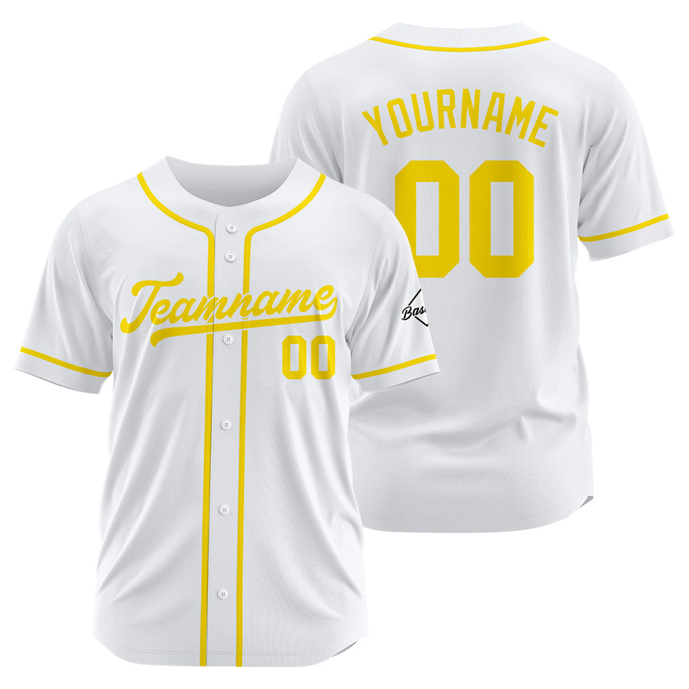Benutzerdefinierte Authentisch Baseball-Trikot Weiß Gelb