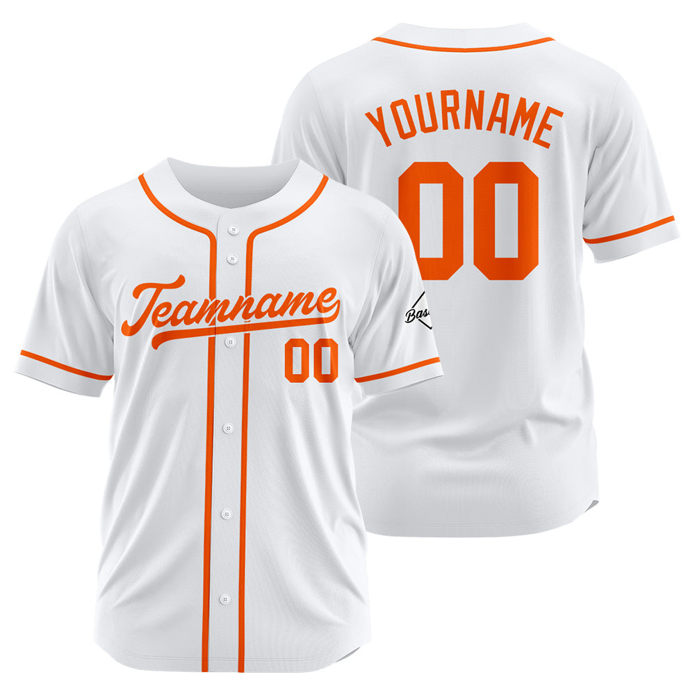 Benutzerdefinierte Authentisch Baseball-Trikot Weiß-Orange