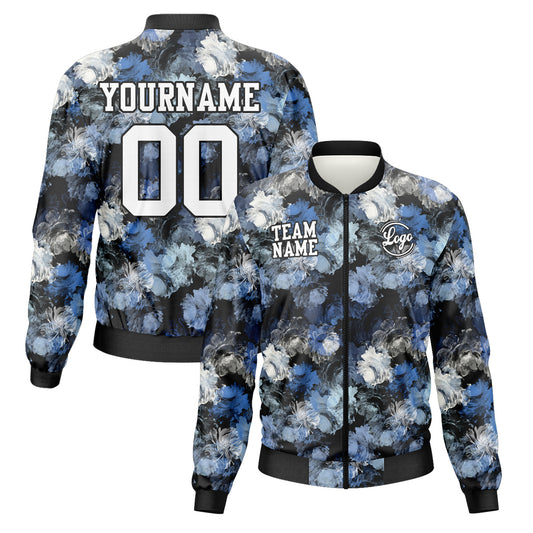 Benutzerdefinierte Langarm Windbreaker Jacken Uniform gedruckt Ihr Logo Name Nummer Blaue Blume