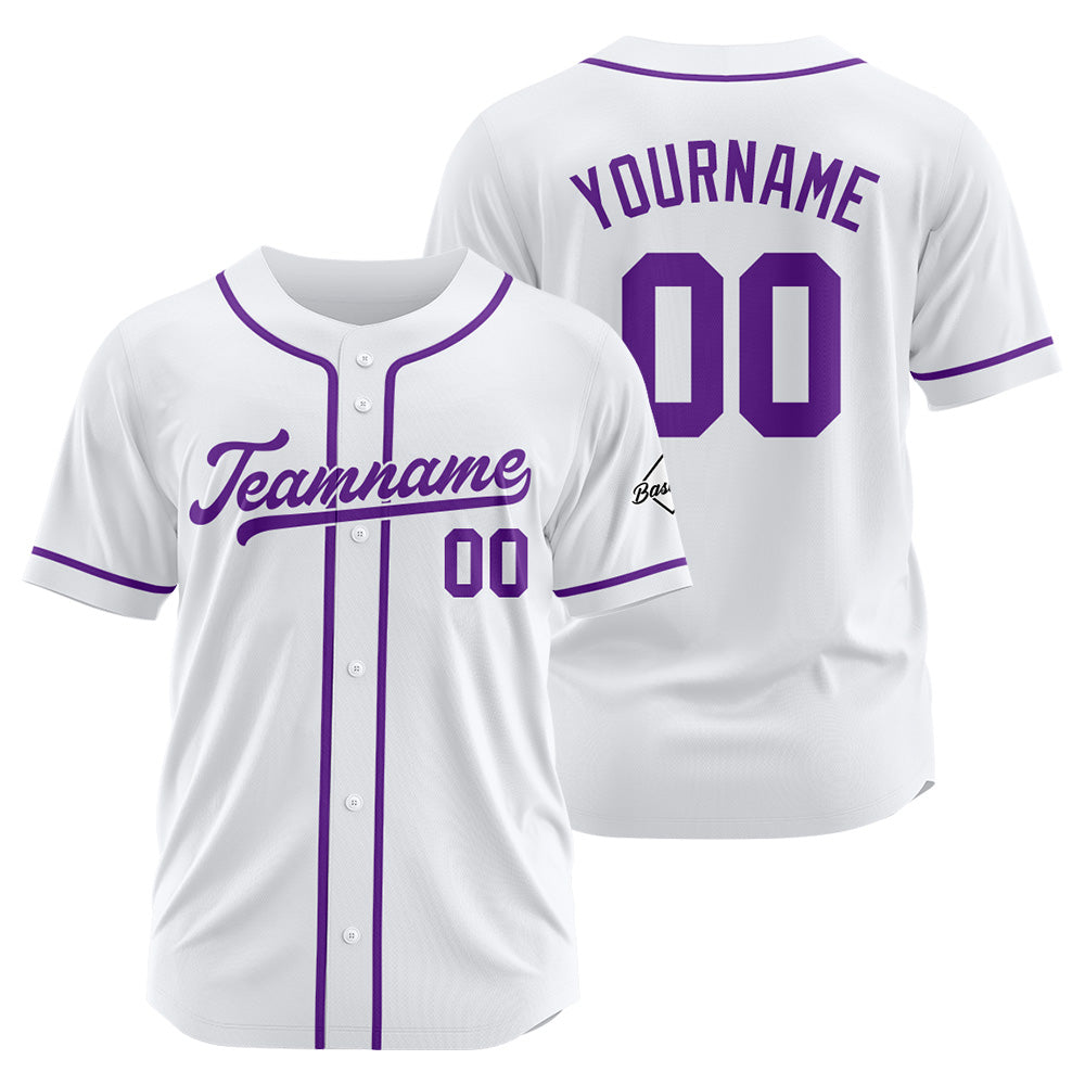 Benutzerdefinierte Authentisch Baseball-Trikot Weiß- Lila