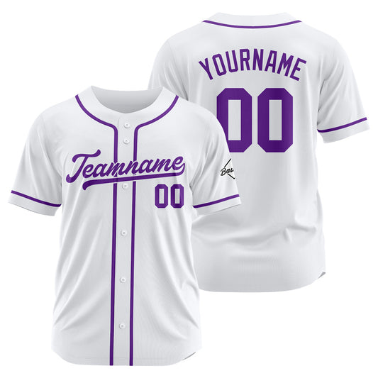 Benutzerdefinierte Authentisch Baseball-Trikot Weiß- Lila
