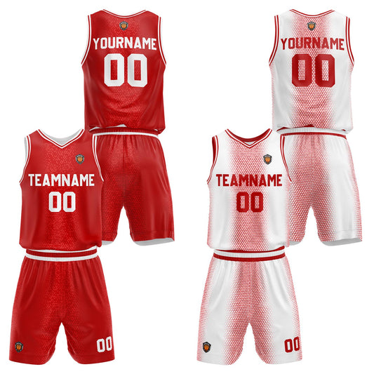Benutzerdefinierte Rot Reversible Basketball Jersey Personalisierte Name Nummernlogo drucken