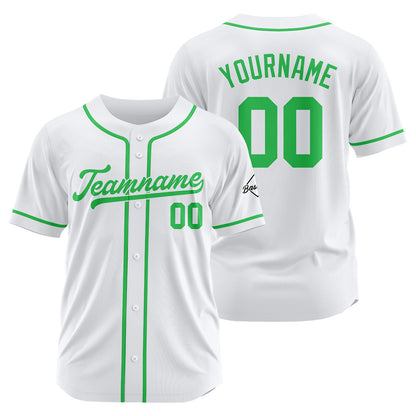 Benutzerdefinierte Authentisch Baseball-Trikot Weiß-Grün