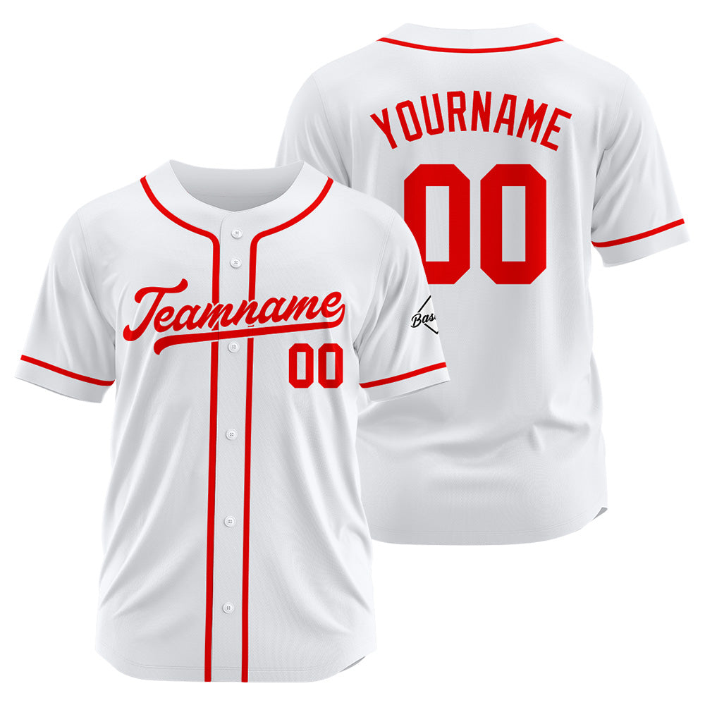 Benutzerdefinierte Authentisch Baseball-Trikot weiß-Rot