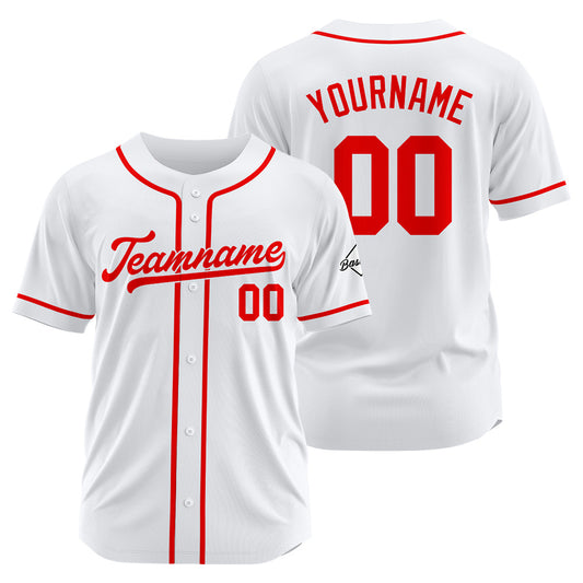 Benutzerdefinierte Authentisch Baseball-Trikot weiß-Rot