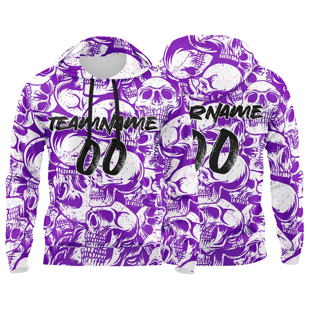 Benutzerdefinierter Sweatshirt-Hoodie für Mann, Frau, Mädchen, Junge. Drucken Sie Ihr Logo, Ihren Namen und Ihre Nummer Lila&Weiß