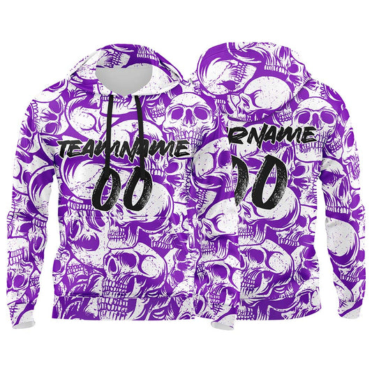 Benutzerdefinierter Sweatshirt-Hoodie für Mann, Frau, Mädchen, Junge. Drucken Sie Ihr Logo, Ihren Namen und Ihre Nummer Lila&Weiß