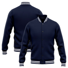 Benutzerdefinierte Varsity-Jacke. Letterman-Jacke für Männer, Frauen und Jugendliche Marine Weiß