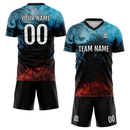 Benutzerdefinierte Wasser und Feuer Fußball Trikots für Männer Frauen Personalisierte Fußball Uniformen für Erwachsene und Kind