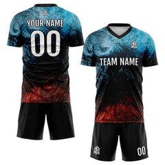 Benutzerdefinierte Wasser und Feuer Fußball Trikots für Männer Frauen Personalisierte Fußball Uniformen für Erwachsene und Kind