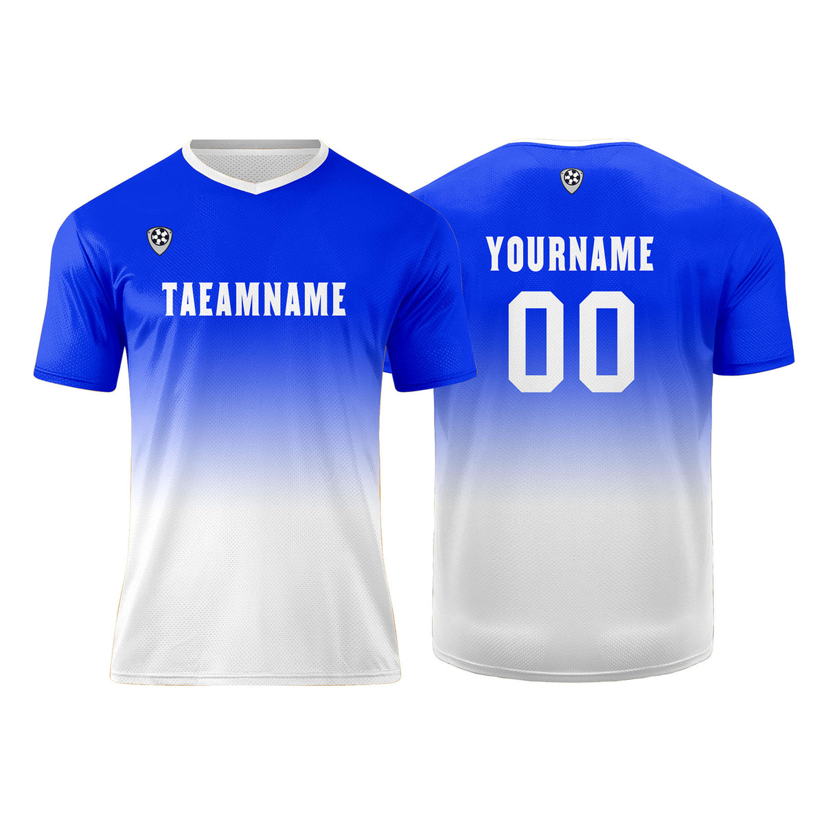 Benutzerdefinierte Blau Weiß Trikots für Männer Frauen Personalisierte Fußball Uniformen für Erwachsene und Kind