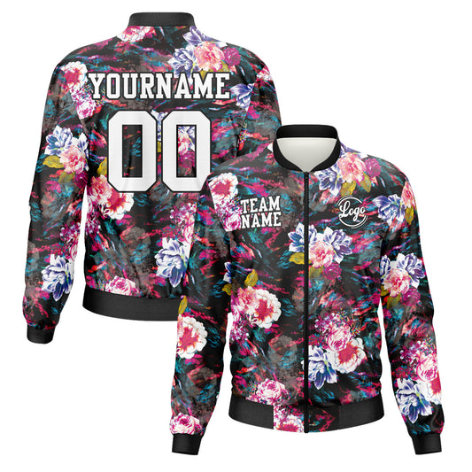 Benutzerdefinierte Langarm Windbreaker Jacken Uniform gedruckt Ihr Logo Name Nummer Blume