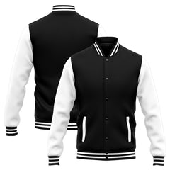 Benutzerdefinierte Varsity-Jacke. Letterman-Jacke für Männer, Frauen und Jugendliche Weiß Schwarz