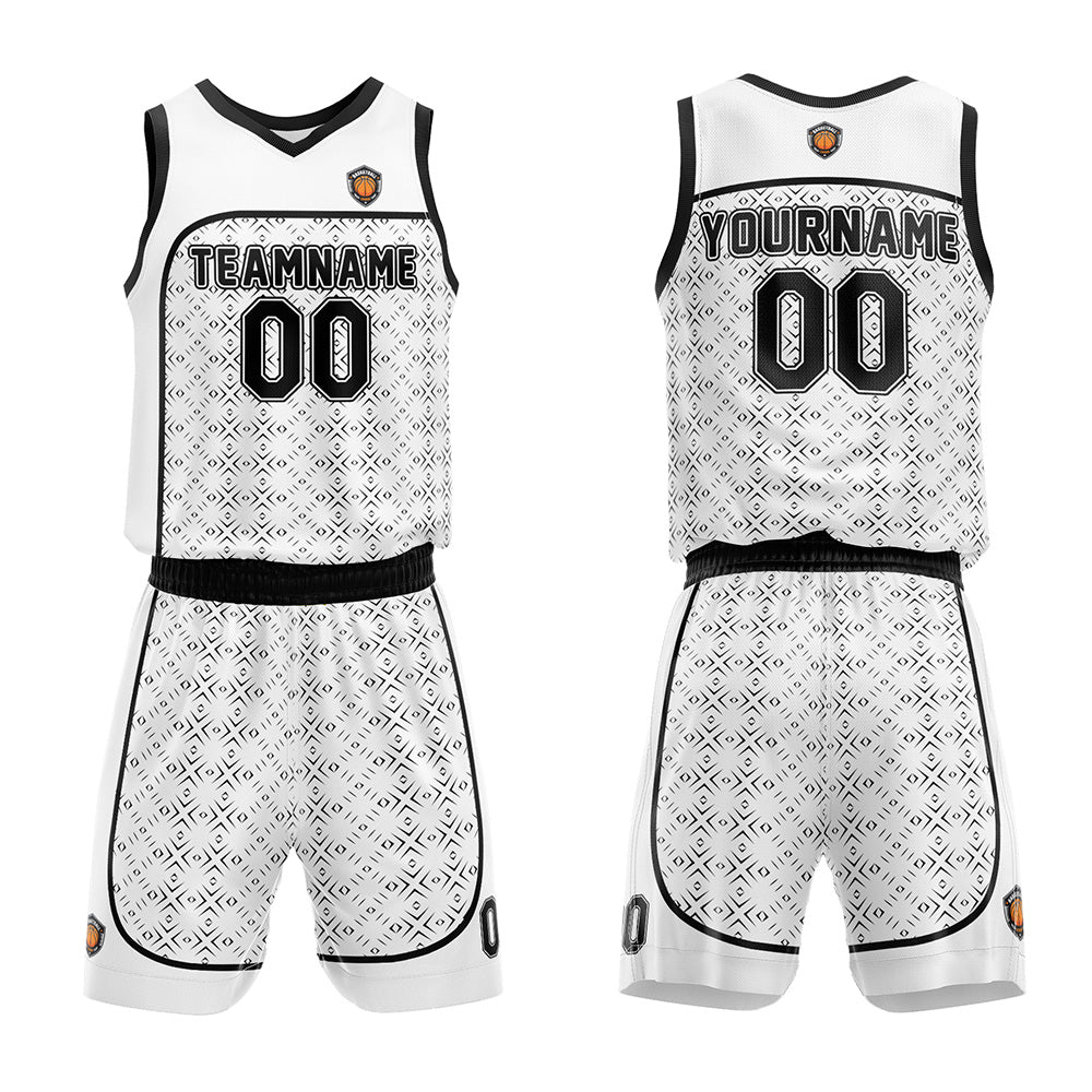 Benutzerdefinierter Basketball Jersey Uniform Anzug für Männer Frauen Mädchen Jungen gedruckt Ihr Logo Name Nummer Weiß