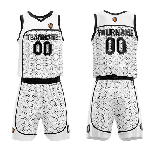 Benutzerdefinierter Basketball Jersey Uniform Anzug für Männer Frauen Mädchen Jungen gedruckt Ihr Logo Name Nummer Weiß