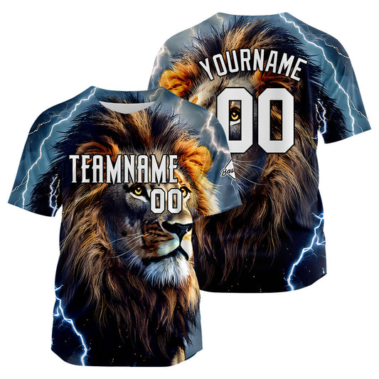 Benutzerdefinierte Baseball Jersey Personalisierte Baseball Shirt genäht und Druck Blitz Löwe