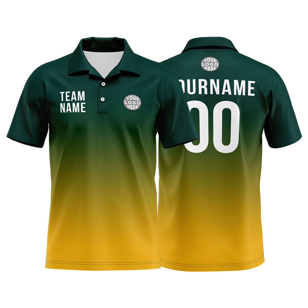 Benutzerdefinierte Grün Gelb Fußball Polo-Shirts Fügen Sie Ihr Einzigartiges hinzu Logo/Name/Nummer
