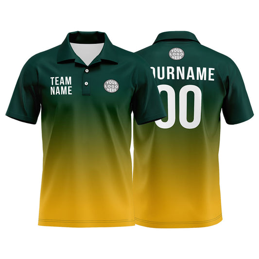 Benutzerdefinierte Grün Gelb Fußball Polo-Shirts Fügen Sie Ihr Einzigartiges hinzu Logo/Name/Nummer