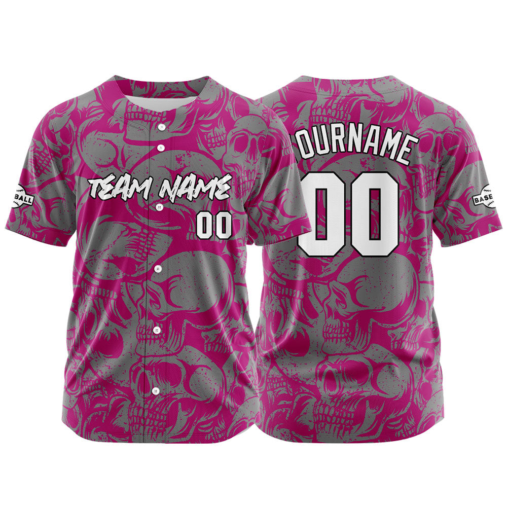 Benutzerdefinierte Baseball Jersey Personalisierte Baseball Shirt genäht und Druck Rot Violett&Grau