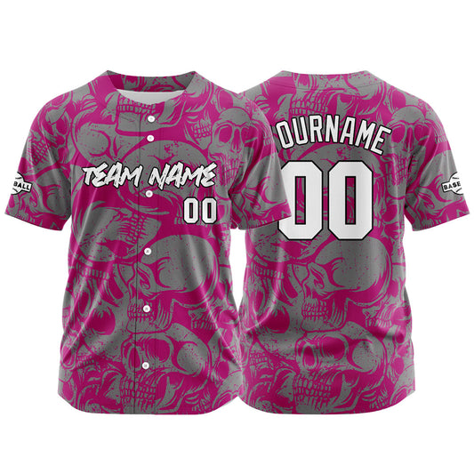 Benutzerdefinierte Baseball Jersey Personalisierte Baseball Shirt genäht und Druck Rot Violett&Grau