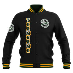 Benutzerdefiniert Schwarz Drak Grün Gelb Wasserdichte Varsity Jacken Personalisiert genäht Name Nummer Logo zu Letterman Jacken