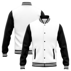 Benutzerdefinierte Varsity-Jacke. Letterman-Jacke für Männer, Frauen und Jugendliche Weiß Schwarz