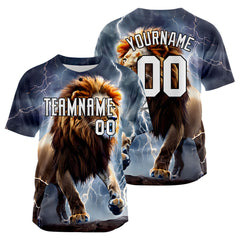 Benutzerdefinierte Baseball Jersey Personalisierte Baseball Shirt genäht und Druck Blitz Löwe